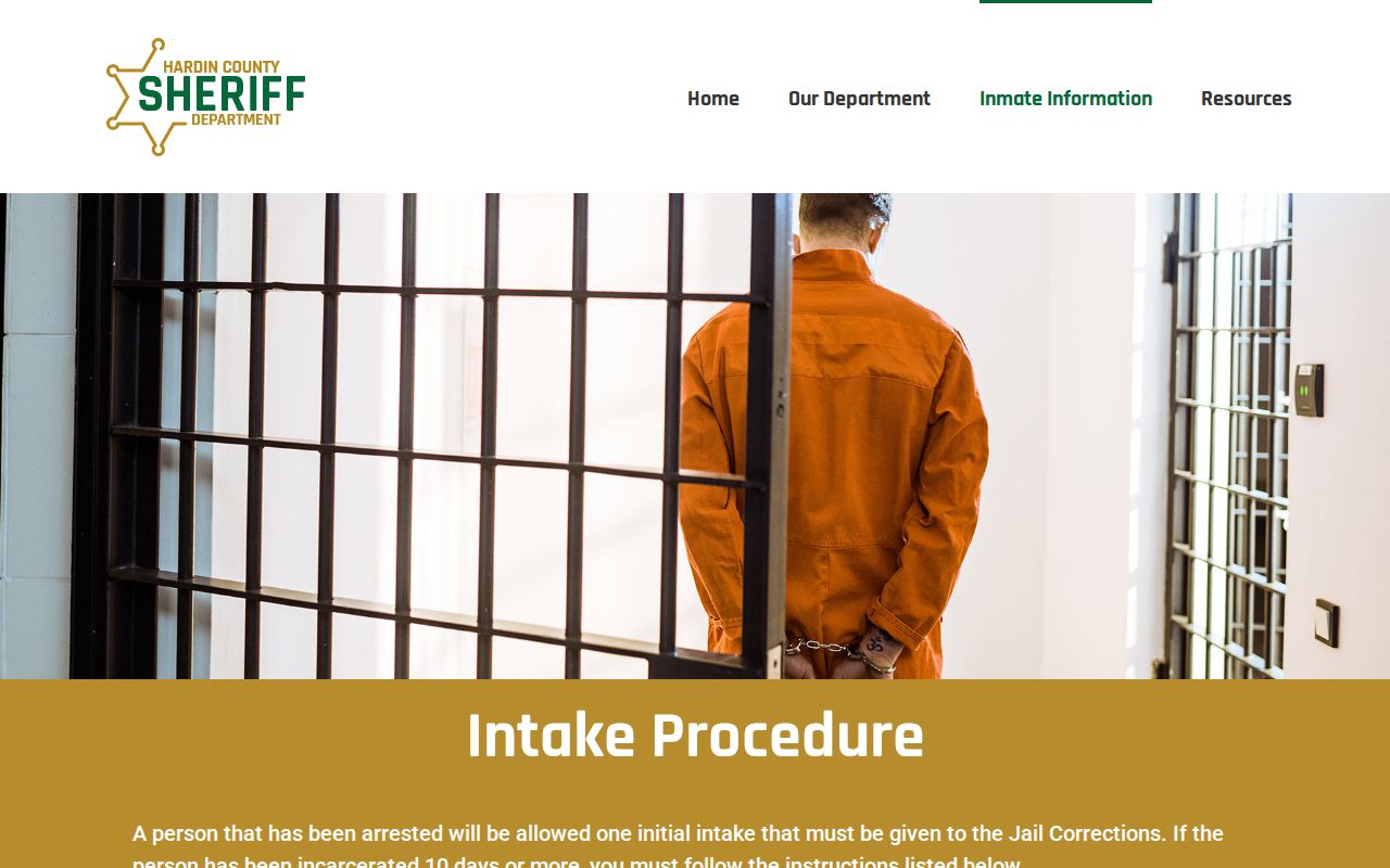 Hardin County inmate information and custody alert source