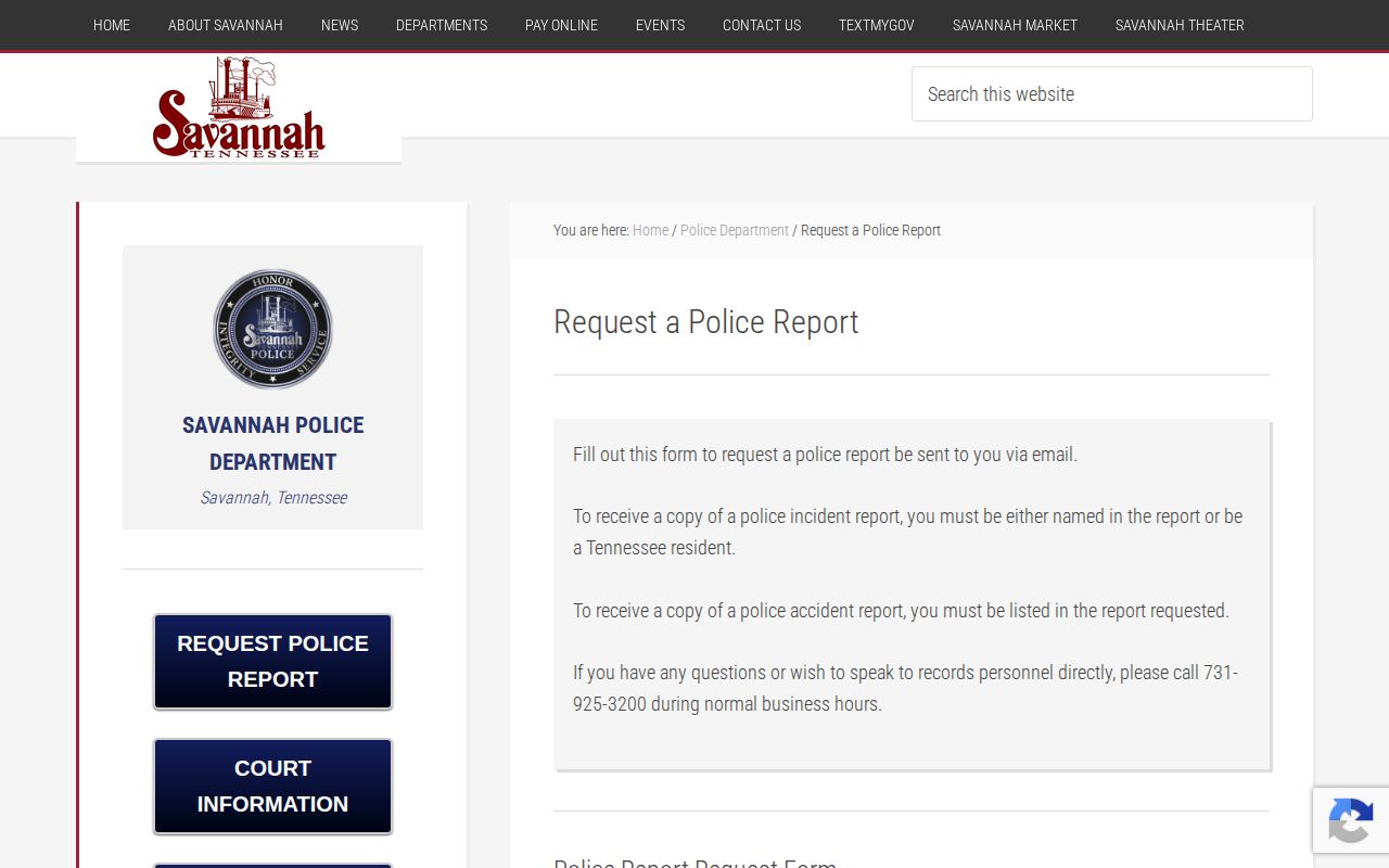 Savannah Police arrest report request